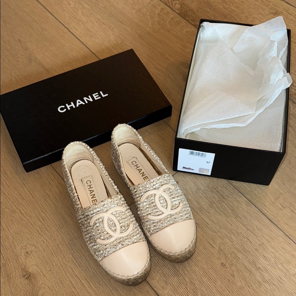 CHANEL Cream Beige Tweed Espadrilles size 37 - Picture 13 of 13